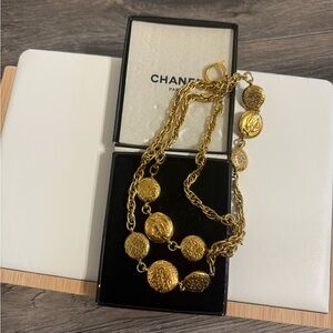 Chanel Gold Vintage Mademoiselle Station Chain Necklace